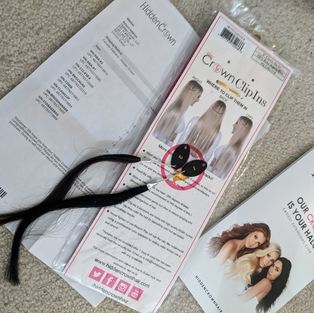 NIB Hidden Crown 8" crown clip ins